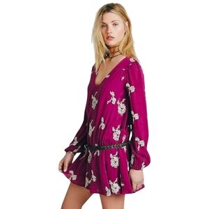 Free People Oversized Flowy Austin Emma Embroidered Shift Dress Women's Sz S